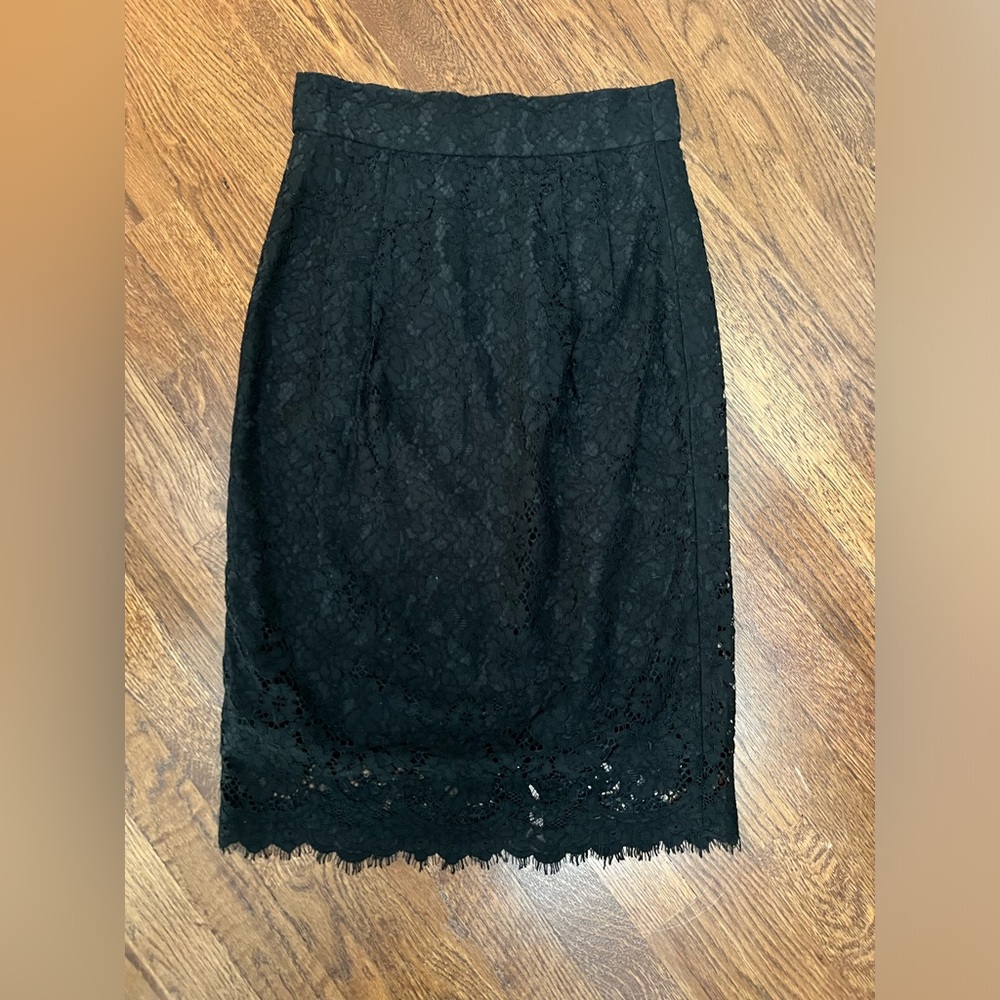 NWT JCrew Black Lace Pencil Skirt - size 0